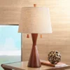 360 Lighting Omar Modern Table Lamp 28 3/4" Tall Warm Brown Wood Hourglass Oatmeal Fabric Drum Shade For Bedroom Living Room Bedside Nightstand Office -Famous Lighting Store GUEST 2a029704 26bd 4349 ae52 7aa1b0736fe5