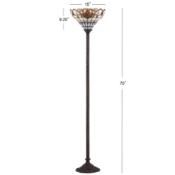 70" Davis Tiffany Style Torchiere Floor Lamp (Includes LED Light Bulb) Bronze - JONATHAN Y -Famous Lighting Store GUEST 2c0a7a31 b969 4947 8ffa f303dc7edf4d