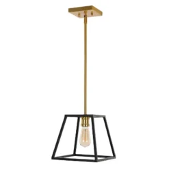 9.25" 1-Light Girard Farmhouse Industrial Iron LED Pendant Black/Brass Gold - JONATHAN Y 7 9.25" 1-Light Girard Farmhouse Industrial Iron LED Pendant Black/Brass Gold - JONATHAN Y -Famous Lighting Store GUEST 2cf83c7f cde3 407f 941c ebd04a58f1dd