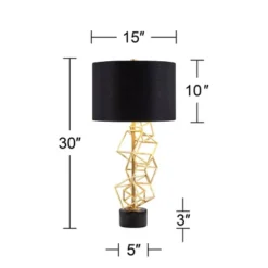 Possini Euro Design Modern Table Lamp 30" Tall Gold Metal Geometric Cube Black Drum Shade For Bedroom Living Room Bedside Nightstand Office Kids House -Famous Lighting Store GUEST 2cfe68d5 da11 4cdc a74a bc350a0f006b