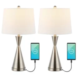 (Set Of 2) 26" Colton Classic French Country Iron LED Table Lamp With USB Charging Port (Includes LED Light Bulb) - JONATHAN Y -Famous Lighting Store GUEST 2d4920f5 1909 4e75 a125 b0e9816a6e5b