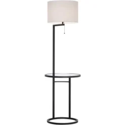 360 Lighting Modern Floor Lamps 62" Tall Set Of 2 With Glass Tray Table Black Metal White Fabric Drum Shades Decor Living Room Reading -Famous Lighting Store GUEST 2d79fb9a e8ec 48a9 a1d3 0a6584dc56bf
