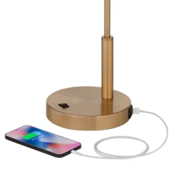 360 Lighting Industrial Modern Desk Lamp With USB And AC Power Outlet 23.5" High Antique Brass Metal For Living Room Bedroom House Bedside -Famous Lighting Store GUEST 30c588b4 d7eb 4245 8d87 8df06a4fd3d0