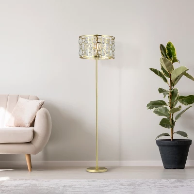 63" Cleo Glam Gold Metal and Faceted Crystal Drum Shade Floor Lamp - River of Goods 63" Cleo Glam Gold Metal And Faceted Crystal Drum Shade Floor Lamp - River Of Goods -Famous Lighting Store GUEST 318fb018 ea9a 4682 928b db873f9863d5