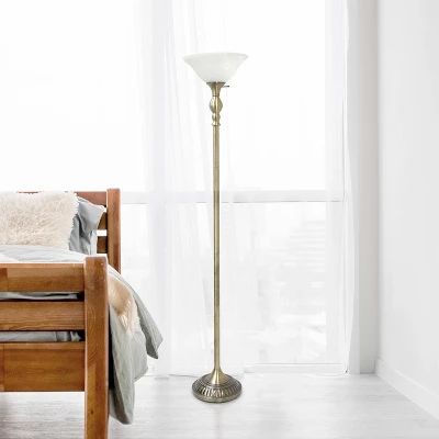 1-Light Classic Torchiere Floor Lamp with Marbleized Glass Shade Antique Brass - Lalia Home 1-Light Classic Torchiere Floor Lamp With Marbleized Glass Shade Antique Brass - Lalia Home -Famous Lighting Store GUEST 3313873d baab 4e85 a314 73824e8e975c