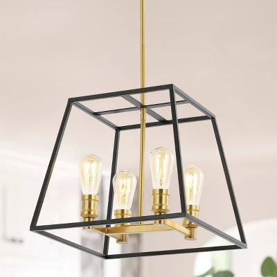 15" 4-Light Lloyd Farmhouse Industrial Iron LED Pendant Black/Brass Gold - JONATHAN Y 15" 4-Light Lloyd Farmhouse Industrial Iron LED Pendant Black/Brass Gold - JONATHAN Y -Famous Lighting Store GUEST 33afd326 ec94 4999 bccf 1b554fbd06b7