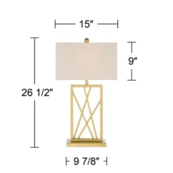 360 Lighting Claudia 26 1/2" Tall Square Modern Glam Luxe Table Lamp Gold Finish Metal Single White Shade Living Room Bedroom Bedside Nightstand House -Famous Lighting Store GUEST 3429fd30 50f6 4f07 92f8 2ee5d7e2a7b3