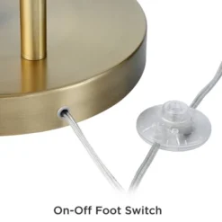 360 Lighting Modern Arc Floor Lamp With USB Charging Port 72" Tall Brass White Linen Drum Shade For Living Room Reading House Home -Famous Lighting Store GUEST 34b6f7db 6191 4c0a 9523 1b67786ae13a