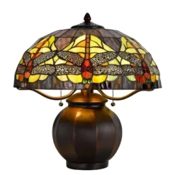 18.25" Metal Contemporary Mission Table Lamp With Tiffany Glass Shade - Cal Lighting -Famous Lighting Store GUEST 35061513 82a8 492d b203 2712c57e6ae0