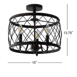 15" Eleanor Metal LED Semi Flush Mount Ceiling Light Black (Includes Energy Efficient Light Bulb) - JONATHAN Y 4 15" Eleanor Metal LED Semi Flush Mount Ceiling Light Black (Includes Energy Efficient Light Bulb) - JONATHAN Y -Famous Lighting Store GUEST 38473d46 1742 442f 90b6 ace4002384c1