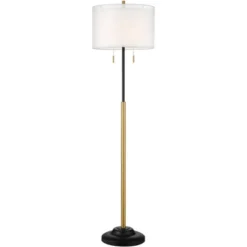 Possini Euro Design Roxie Modern Floor Lamp With Riser 65 1/2" Tall Brass Black Metal Sheer Linen Double Drum Shade For Living Room Bedroom Office 7 Possini Euro Design Roxie Modern Floor Lamp With Riser 65 1/2" Tall Brass Black Metal Sheer Linen Double Drum Shade For Living Room Bedroom Office -Famous Lighting Store GUEST 3a086c6e 1973 4084 b26b e9fc7acd17aa