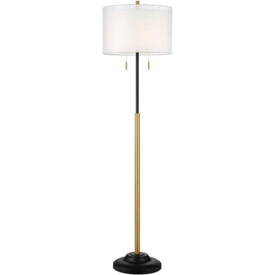 Possini Euro Design Roxie Modern Floor Lamp with Riser 65 1/2" Tall Brass Black Metal Sheer Linen Double Drum Shade for Living Room Bedroom Office Possini Euro Design Roxie Modern Floor Lamp With Riser 65 1/2" Tall Brass Black Metal Sheer Linen Double Drum Shade For Living Room Bedroom Office -Famous Lighting Store GUEST 3a086c6e 1973 4084 b26b e9fc7acd17aa
