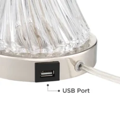 Regency Hill Luca Modern Table Lamps Set Of 2 25 1/2" High Twisted Glass With USB Charging Port Blue Shirred Shade For Bedroom Living Room Desk Office -Famous Lighting Store GUEST 3a14f747 7c88 4af6 86bb 0b7347b6f7c6