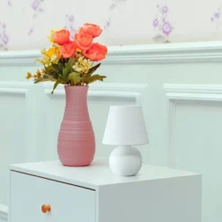 8.66" Petite Ceramic Orb Base Bedside Table Desk Lamp With Matching Tapered Drum Fabric Shade Off-White - Creekwood Home 6 8.66" Petite Ceramic Orb Base Bedside Table Desk Lamp With Matching Tapered Drum Fabric Shade Off-White - Creekwood Home -Famous Lighting Store GUEST 3c473445 1f65 4481 a570 e57a42fdb975