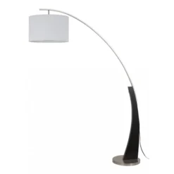 FC Design 71.5" Tall Drum Shade Arched Floor Lamp With Unique Black Wood Pole And Metal Base -Famous Lighting Store GUEST 3de95c17 0c3b 45e3 94f9 5a8a9482ba2a