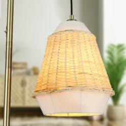 66" Lucia Brass Metal And Rattan Coastal Floor Lamp - River Of Goods -Famous Lighting Store GUEST 3fcde843 abff 44e9 b7b6 3856fded11da