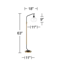 Possini Euro Design Tarrah Mid Century Modern 63" Tall Chairside Arc Floor Lamp Gold Black Metal Clear Glass Shade For Living Room House -Famous Lighting Store GUEST 3fdd9ba3 7f55 4d39 a3d8 0deb414530ca