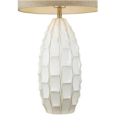 Possini Euro Design Cosgrove Modern Mid Century Table Lamp 32 3/4" Tall White Glazed Ceramic Beige Fabric Drum Shade for Bedroom Living Room Bedside Possini Euro Design Cosgrove Modern Mid Century Table Lamp 32 3/4" Tall White Glazed Ceramic Beige Fabric Drum Shade For Bedroom Living Room Bedside -Famous Lighting Store GUEST 4071ce30 3ef3 4f98 9390 6f7c7f7a79d4