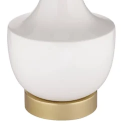 360 Lighting Nesbit Modern Mid Century Table Lamps 25" High Set Of 2 White Ceramic With USB Charging Port Drum Shade For Bedroom Living Room Bedside -Famous Lighting Store GUEST 4091fd95 6789 4c3e 87bb 8a826b13bf27