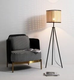 VidaLite - Gal Rattan And Velvet Tripod Floor Lamp -Famous Lighting Store GUEST 40a7208a 65ba 4d56 9df9 9a3494cb8f5e