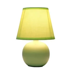 8.66" Petite Ceramic Orb Base Bedside Table Desk Lamp With Matching Tapered Drum Fabric Shade Green - Creekwood Home -Famous Lighting Store GUEST 40d92f04 ea61 4c1c b5b2 853ca487c125