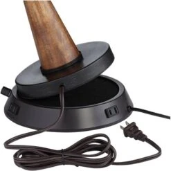 360 Lighting Modern Table Lamp With Dimmable USB And Outlet Workstation Base 24.5" High Bronze Tan Fabric Cylinder For Living Room Desk Bedroom -Famous Lighting Store GUEST 41c5ffa2 ce2c 4bcb 91c4 6647179648af