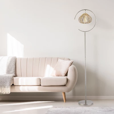 63.75" Isla High Brushed Nickel Iron Candlestick Floor Lamp with Round Tan Rattan Shade - River of Goods 63.75" Isla High Brushed Nickel Iron Candlestick Floor Lamp With Round Tan Rattan Shade - River Of Goods -Famous Lighting Store GUEST 42518701 12d4 496b 8718 7c36f9ed5591