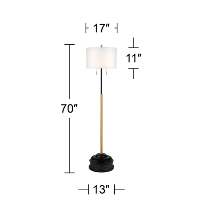 Possini Euro Design Roxie Modern Floor Lamp with Riser 65 1/2" Tall Brass Black Metal Sheer Linen Double Drum Shade for Living Room Bedroom Office Possini Euro Design Roxie Modern Floor Lamp With Riser 65 1/2" Tall Brass Black Metal Sheer Linen Double Drum Shade For Living Room Bedroom Office -Famous Lighting Store GUEST 42578b79 4448 4bbc a6ef e922883a43ee