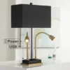 Possini Euro Design Griffin Modern Gooseneck Desk Lamp 31" Tall Gold With USB Charging Port Black Metal Rectangular Shade For Bedroom Living Room Kids -Famous Lighting Store GUEST 42a67d7a 4b17 4e08 9d91 0c00812f1179