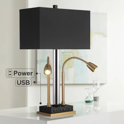 Possini Euro Design Griffin Modern Gooseneck Desk Lamp 31" Tall Gold with USB Charging Port Black Metal Rectangular Shade for Bedroom Living Room Kids Possini Euro Design Griffin Modern Gooseneck Desk Lamp 31" Tall Gold With USB Charging Port Black Metal Rectangular Shade For Bedroom Living Room Kids -Famous Lighting Store GUEST 42a67d7a 4b17 4e08 9d91 0c00812f1179