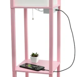 Floor Lamp Etagere Organizer Storage Shelf With 2 USB Charging Ports And Linen Shade - Simple Designs -Famous Lighting Store GUEST 43358b7f 796a 4d8e af81 0debc220e35d