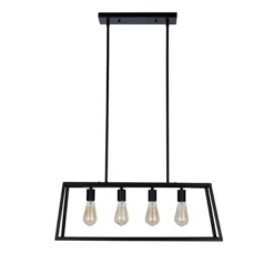 30" Industrial 4-Light Rectangular Island Chandelier (Includes LED Light Bulb) Matte Black - Cresswell Lighting -Famous Lighting Store GUEST 43a0f1e7 dbf5 4b94 b5c2 2199a1c9425e