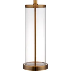 360 Lighting Coastal Table Lamp 26" High Glass Cylinder Gold Fillable White Drum Shade For Living Room Family Bedroom Bedside Nightstand -Famous Lighting Store GUEST 4426776d a216 4ff9 9f89 ab5b29f474bc