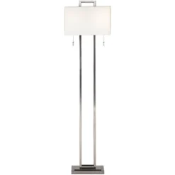 Possini Euro Design Modern Floor Lamp 62" Tall Brushed Nickel Openwork Rectangular Profile Off White Fabric Shade For Living Room Reading -Famous Lighting Store GUEST 44b8c0b5 0e1f 42be 886a 573dd5aac21a