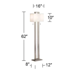 Possini Euro Design Modern Floor Lamp 62" Tall Brushed Nickel Openwork Rectangular Profile Off White Fabric Shade For Living Room Reading -Famous Lighting Store GUEST 45fd5b91 70f4 4d5b 868a c49c168a4fae