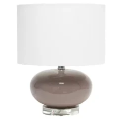 15.25" Modern Ovaloid Glass Bedside Table Lamp With Fabric Shade - Lalia Home -Famous Lighting Store GUEST 485cd86d 6eb8 429b ba27 cc882745ae00