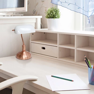 Executive Banker's Desk Lamp with Glass Shade Rose Gold - Simple Designs Executive Banker's Desk Lamp With Glass Shade Rose Gold - Simple Designs -Famous Lighting Store GUEST 49635c32 2046 40a0 98f1 736c644584bb