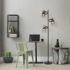 67.25" Echo Black Painted Metal Mesh Three Drum Shade Candlestick Floor Lamp - River Of Goods -Famous Lighting Store GUEST 497ffdd1 1352 449e abe0 cfbd6c601cd7