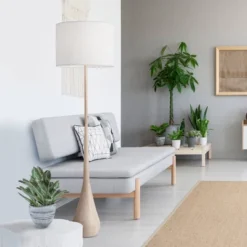 65" Kanana Faux Wood Floor Lamp With White Cotton Shade - Globe Electric -Famous Lighting Store GUEST 4ad68fdb dad7 40c6 9ba2 8892918d4e5d