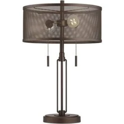 Franklin Iron Works Dayn Industrial Accent Table Lamps Set Of 2 23" High Bronze Metal LED Mesh Shade For Bedroom Living Room Bedside Nightstand Office -Famous Lighting Store GUEST 4d5d066b c66e 4c43 911d 278ca7926ff1