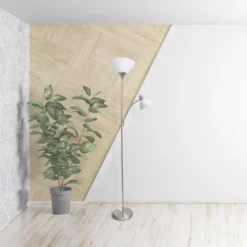 71.5" Traditional 2 Light Mother Daughter Metal Floor Lamp With Torchiere And Reading Light Brushed Nickel - Creekwood Home -Famous Lighting Store GUEST 4d8b6887 2eba 44ca b77a 4091e17bf993