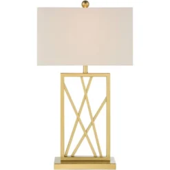 360 Lighting Claudia 26 1/2" Tall Square Modern Glam Luxe Table Lamp Gold Finish Metal Single White Shade Living Room Bedroom Bedside Nightstand House -Famous Lighting Store GUEST 4dac601d 0638 434c 856d dab4ab9e3b0c