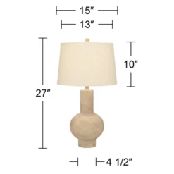 360 Lighting Sandstone Gourd 27" Tall Farmhouse Rustic Modern Coastal Table Lamp Brown Single Beige Shade Living Room Bedroom Bedside Nightstand House -Famous Lighting Store GUEST 4ea759d3 e9cb 431d a655 e49af78b4931