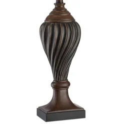 Regency Hill Traditional Table Lamp 28.5" Tall Carved Two Tone Brown Urn Shaped Beige Fabric Shade For Living Room Family Bedroom Bedside -Famous Lighting Store GUEST 4fe85899 dbee 48e3 8d29 2efde21643cd