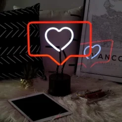 Amped Co 13 X 11 Inches Neon Desk Light Like Sign Symbol, Heart, Red And White -Famous Lighting Store GUEST 4fea0612 88d1 4a0d ab62 e0bf08c1b1c1