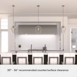 1-Light Vidria Pendant Brushed Nickel - Hunter Fan