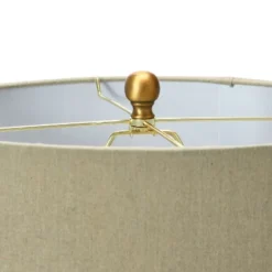 Textured Striped Ceramic Table Lamp With Linen Shade (Includes LED Light Bulb) Black/White/Gray - Storied Home -Famous Lighting Store GUEST 51e7e917 5dbf 4419 a816 3b3a45f4e303