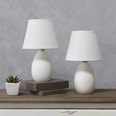 9.45" 2pk Petite Ceramic Oblong Bedside Table Desk Lamps with Matching Tapered Drum Shade Off-White - Creekwood Home 9.45" 2pk Petite Ceramic Oblong Bedside Table Desk Lamps With Matching Tapered Drum Shade Off-White - Creekwood Home -Famous Lighting Store GUEST 527d3758 c006 410c ab12 7037ec3667f0
