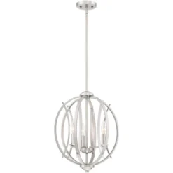 Possini Euro Design Spherical Brushed Nickel Pendant Chandelier 16" Wide Modern Orb 3-Light Fixture For Dining Room House Foyer Kitchen Island Bedroom -Famous Lighting Store GUEST 53981008 6d8c 439b 9840 62ab4917ae62
