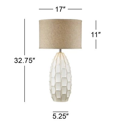 Possini Euro Design Cosgrove Modern Mid Century Table Lamp 32 3/4" Tall White Glazed Ceramic Beige Fabric Drum Shade for Bedroom Living Room Bedside Possini Euro Design Cosgrove Modern Mid Century Table Lamp 32 3/4" Tall White Glazed Ceramic Beige Fabric Drum Shade For Bedroom Living Room Bedside -Famous Lighting Store GUEST 53bf3a95 df5f 48d6 9796 6dc6eda7d7ac